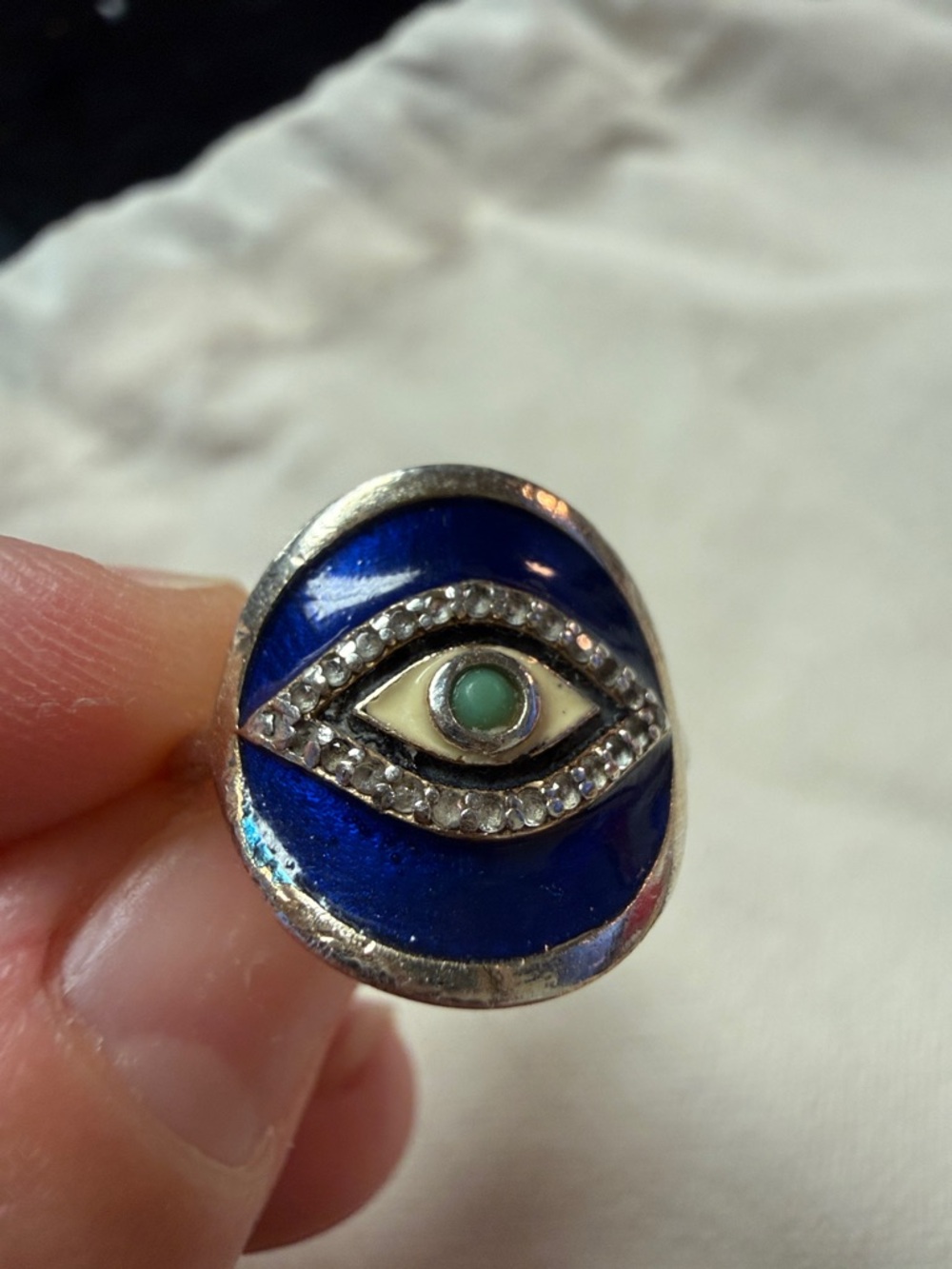 Gold Evil Eye Ring with Blue Enamel by Ross Simons size 7 - Picture 3 of 14
